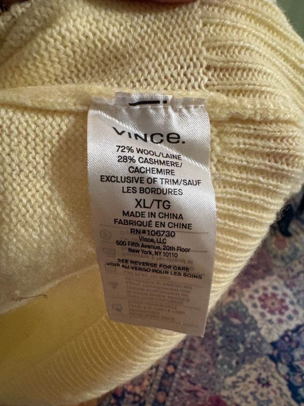 Vince Cashmere Sweater Butter Yellow (Flaws) - Picture 5 of 5
